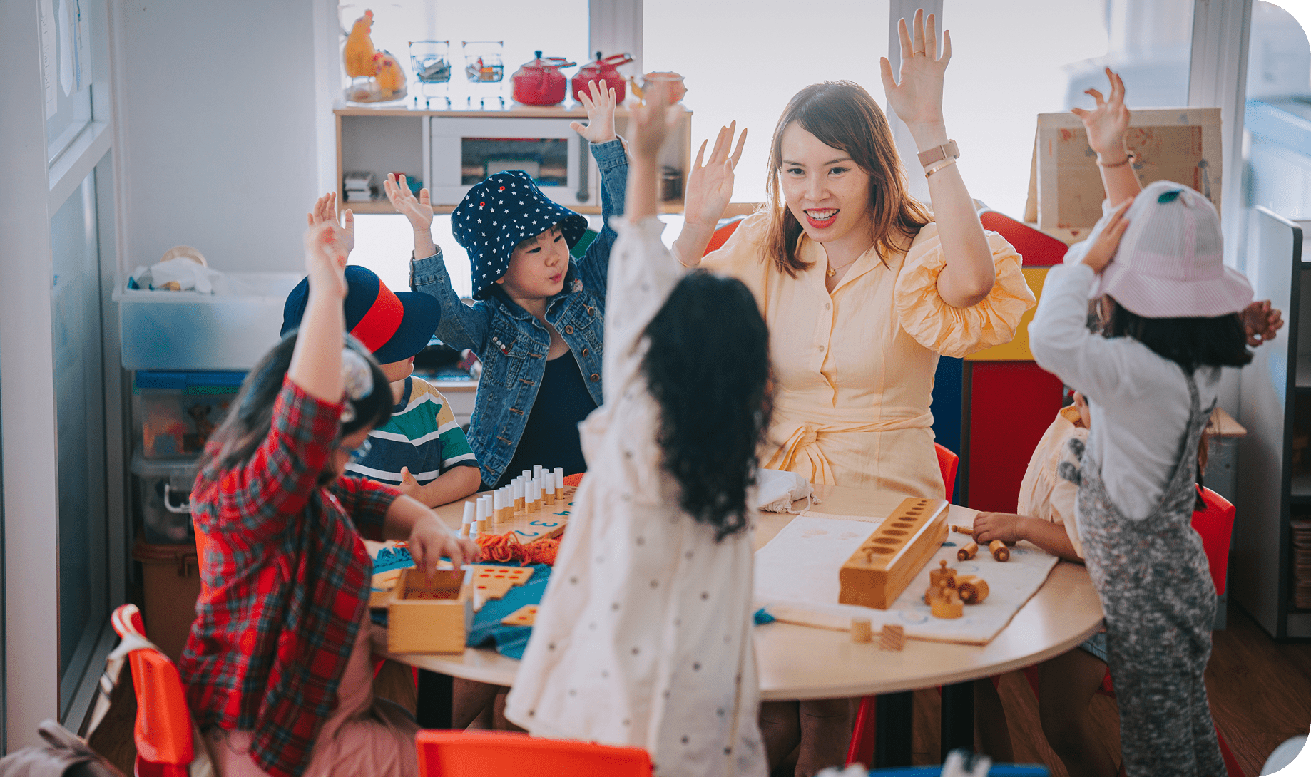 Classroom fun with children and teacher