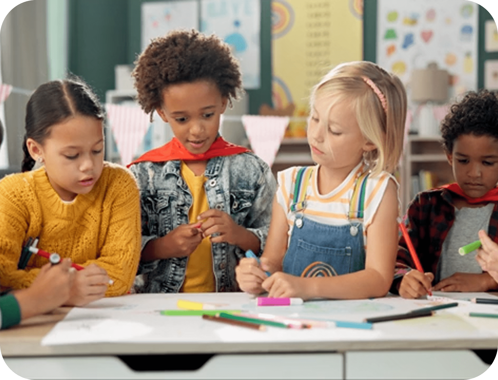 Young students collaborating on a project